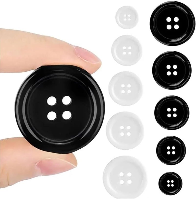 White Resin Sewing Buttons 400pcs 4 Hole Round Mixed Buttons For DIY Clothes Supplies - Image 2